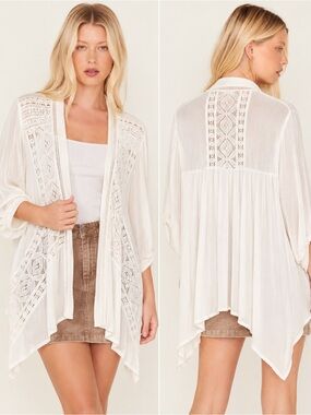 Wrangler Large Crocheted Rayon Open Front Cardigan